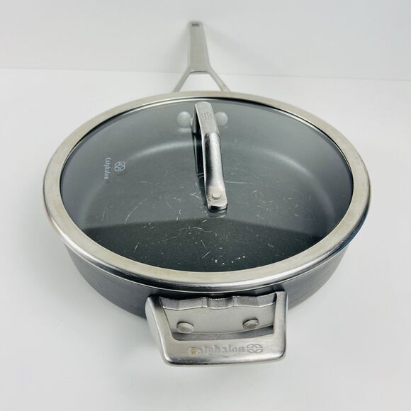 Calphalon Premier Space Saving Hard Anodized 3qt Fry Pan w/ Lid 5003 - Picture 3 of 6